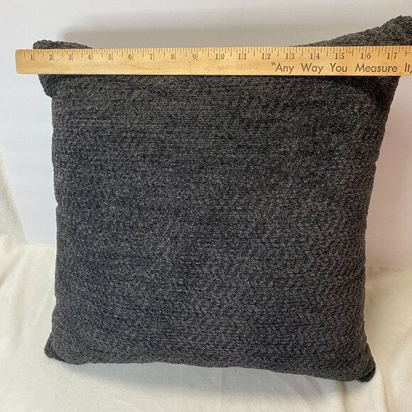 Dark Gray Textured Chenille Square Accent Throw Pillow 18" x 18" NWOT - Picture 2 of 4
